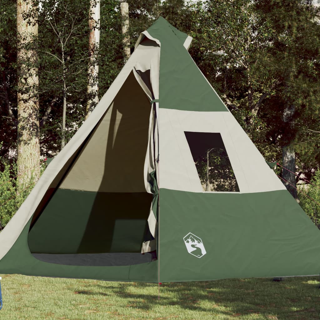 Campingzelt 7 Personen Grün 350x350x280 cm 185T Taft