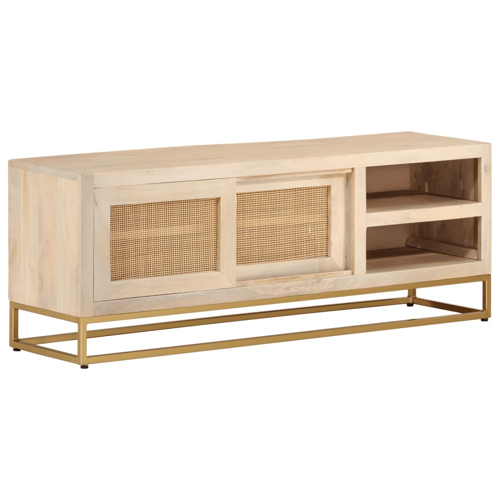 TV-Schrank 110x30x40 cm Massivholz Mango und Eisen