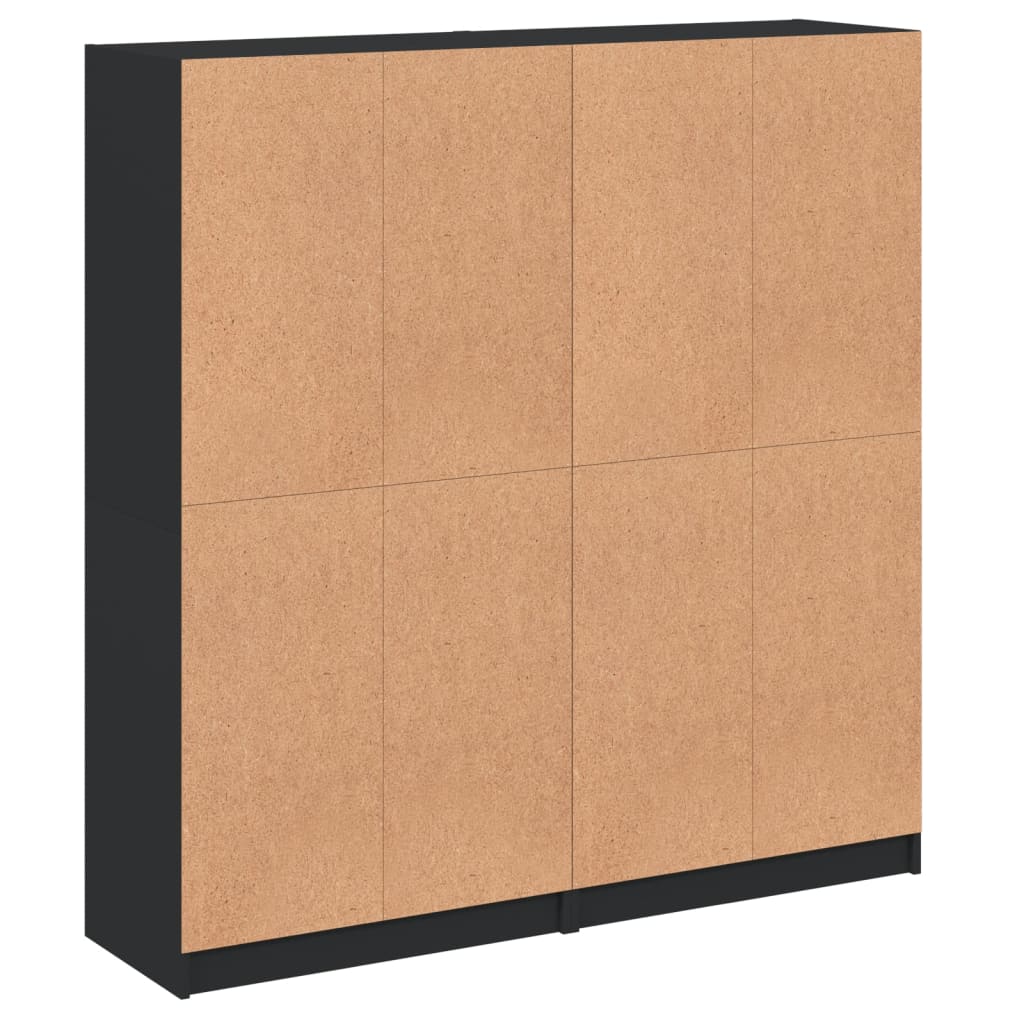 Bücherschrank mit Türen Schwarz 136x37x142 cm Holzwerkstoff