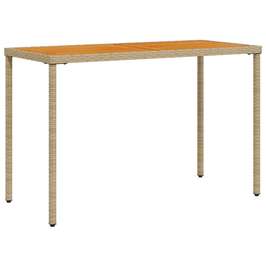 Gartentisch mit Akazienholz-Platte 115x54x74 cm Poly Rattan