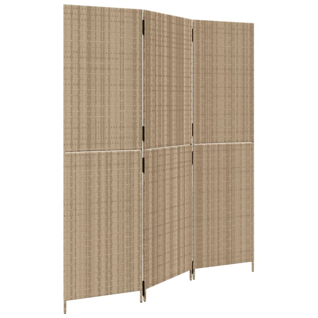 Paravent 3-tlg. Beige Poly Rattan