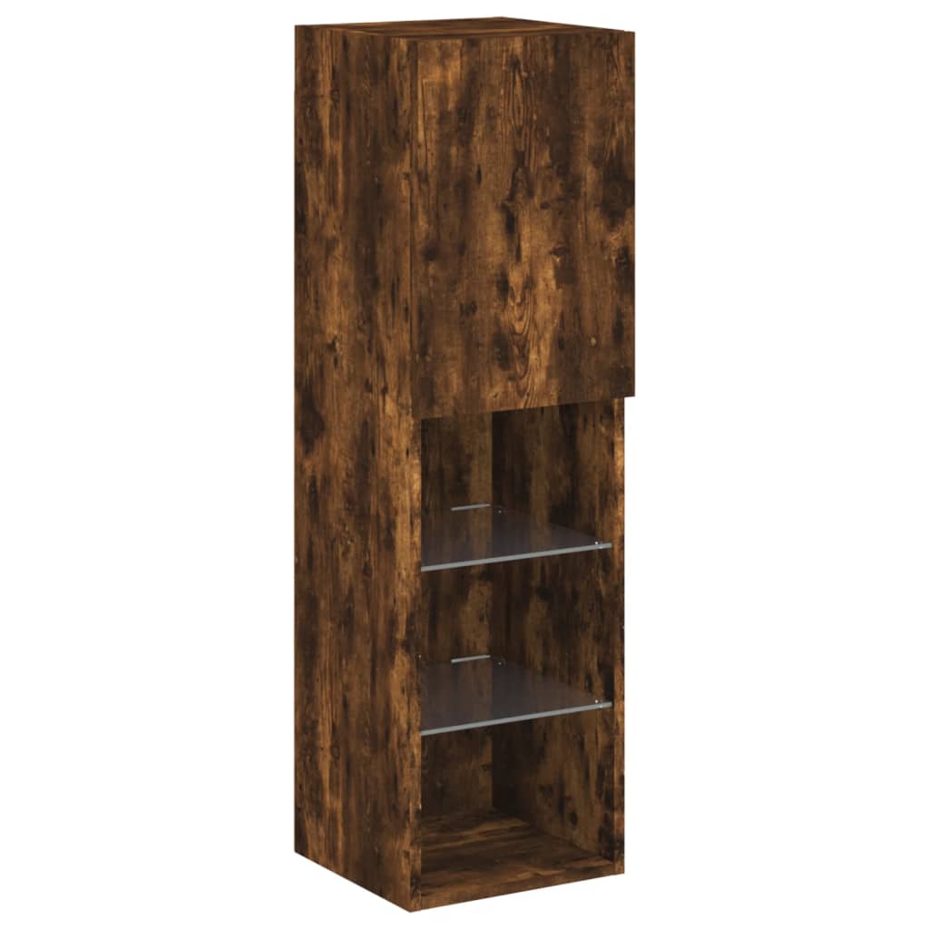 TV-Schrank mit LED-Leuchten Räuchereiche 30,5x30x102 cm