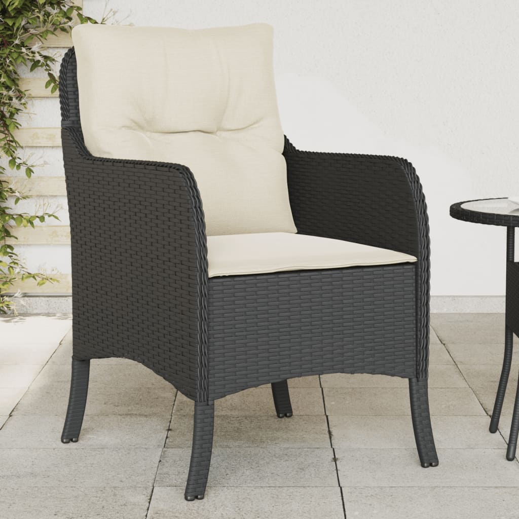 Gartenstühle mit Kissen 2 Stk. Schwarz Poly Rattan