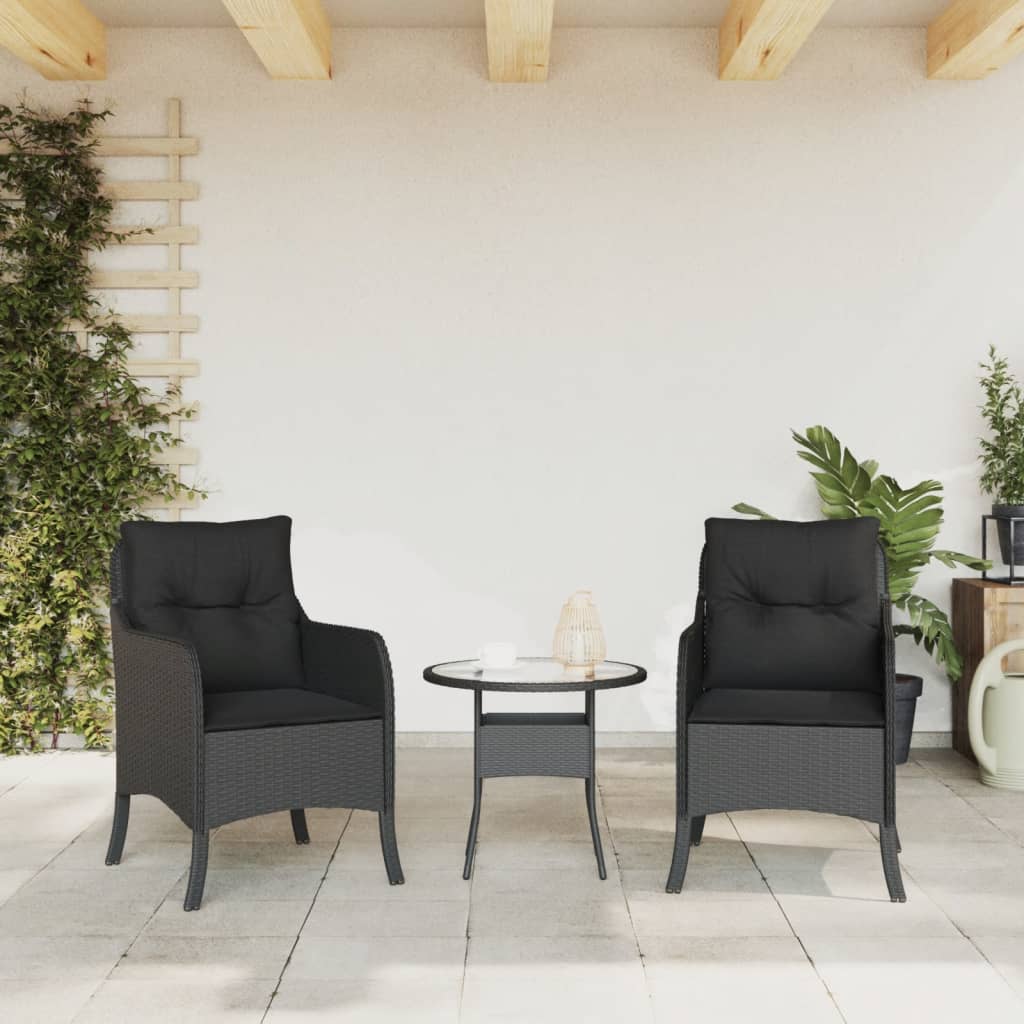 Gartenstühle mit Kissen 2 Stk. Schwarz Poly Rattan