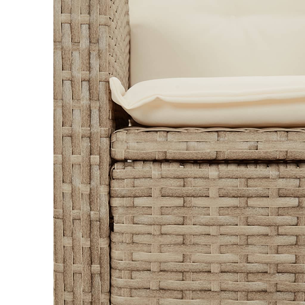 Gartensessel mit Kissen Verstellbar Beige Poly Rattan