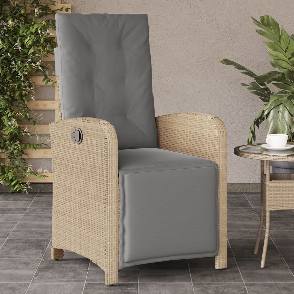 Gartensessel mit Fußteil 2 Stk. Verstellbar Poly Rattan