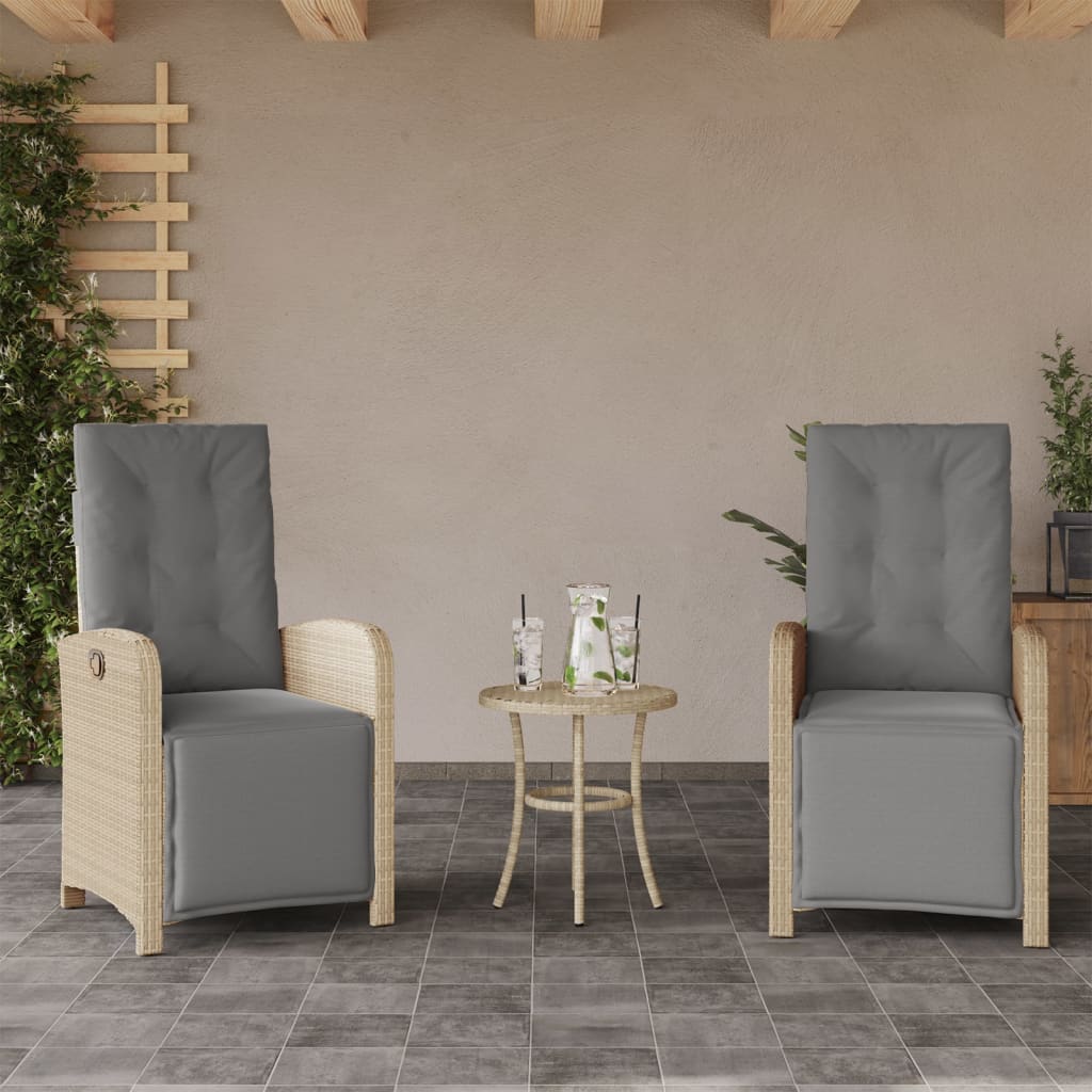 Gartensessel mit Fußteil 2 Stk. Verstellbar Poly Rattan