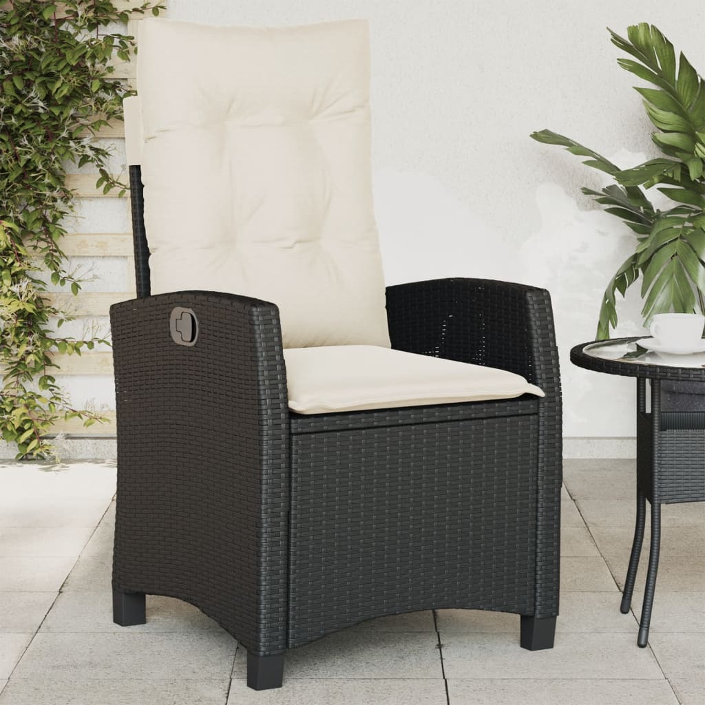 Gartensessel mit Kissen 2 Stk. Verstellbar Schwarz Poly Rattan