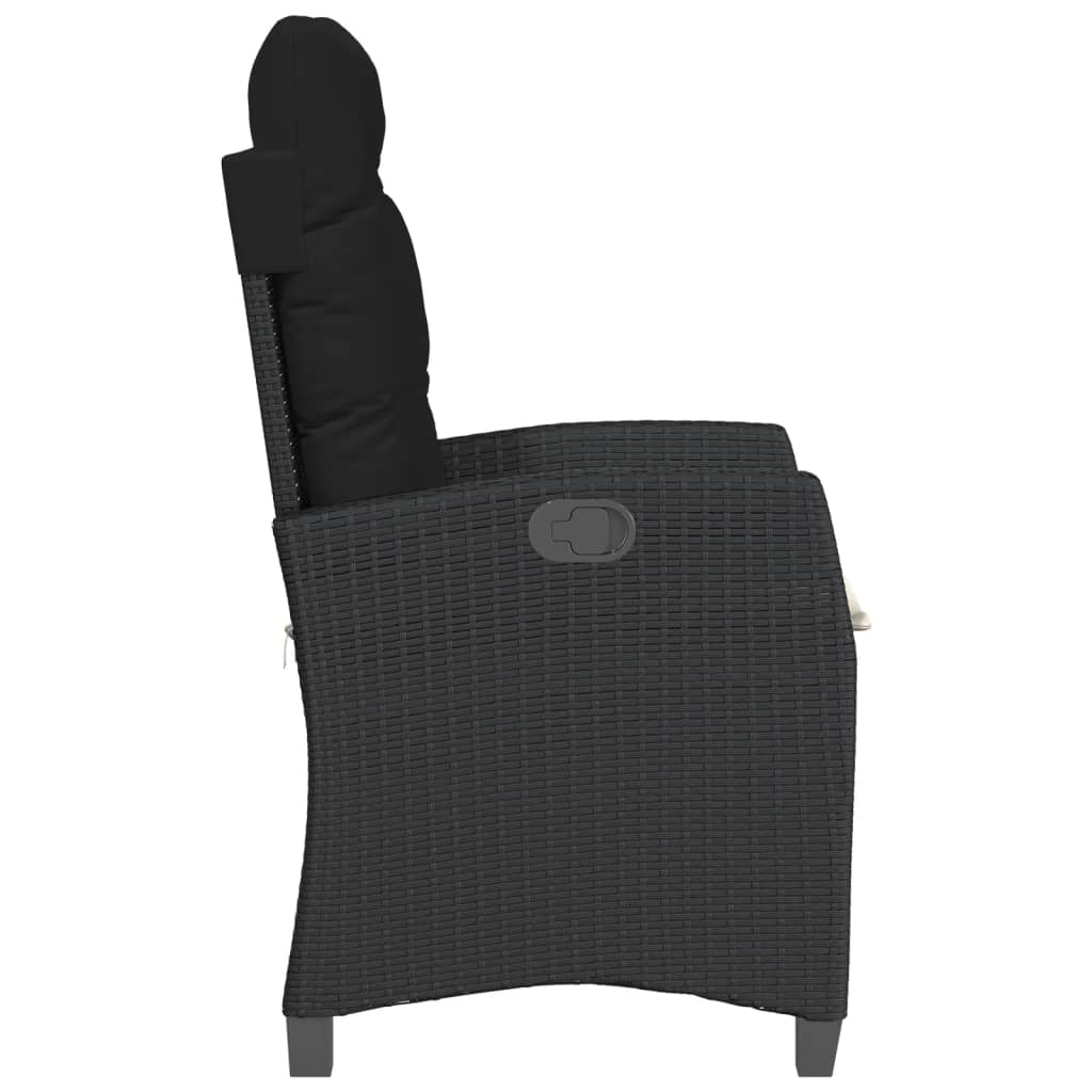 Gartensessel mit Kissen 2 Stk. Verstellbar Schwarz Poly Rattan