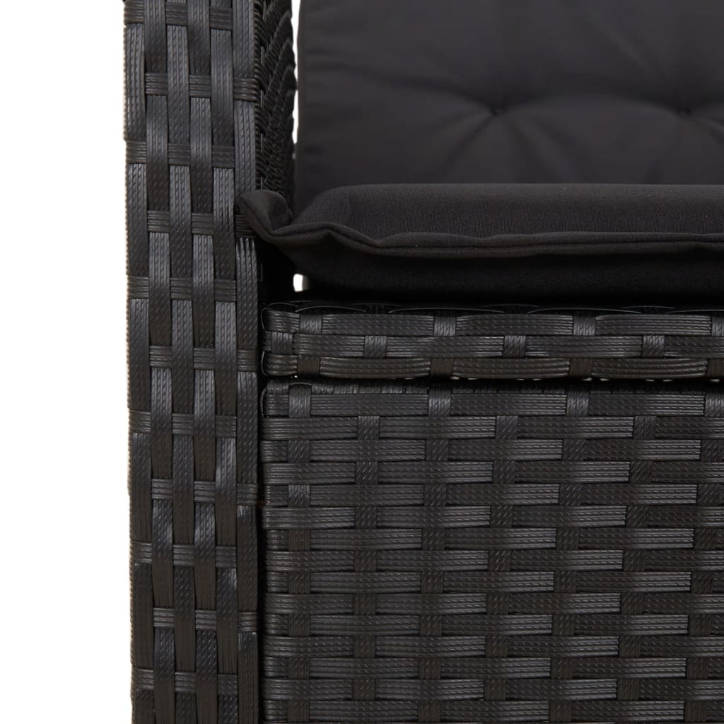 Gartensessel mit Kissen 2 Stk. Verstellbar Schwarz Poly Rattan