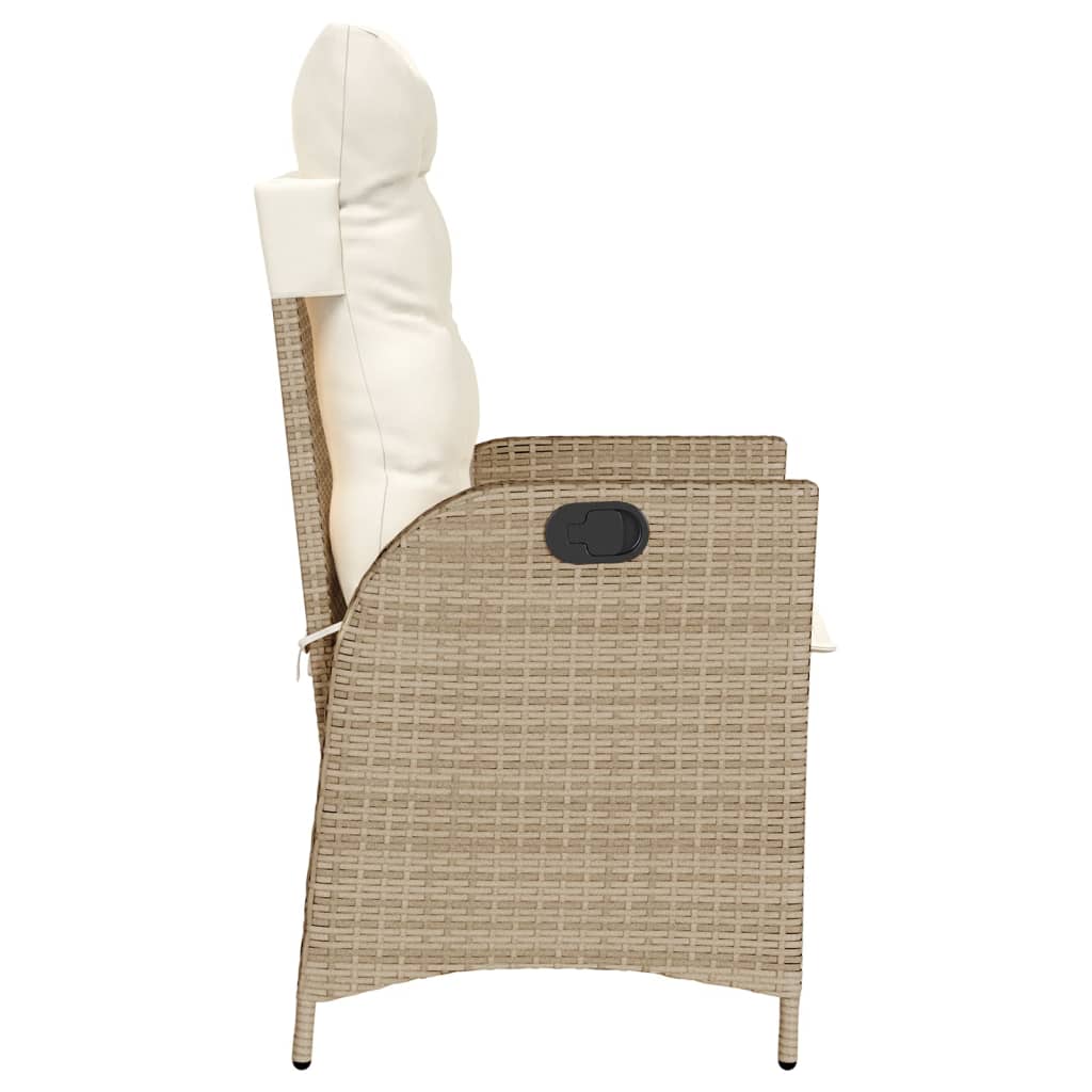 Gartensessel mit Kissen 2 Stk. Verstellbar Beige Poly Rattan