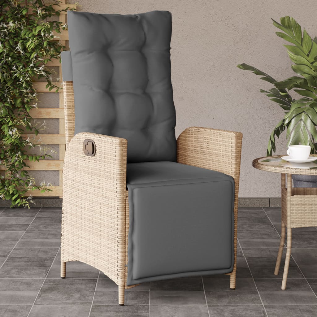 Gartensessel mit Fußteil 2 Stk. Verstellbar Poly Rattan