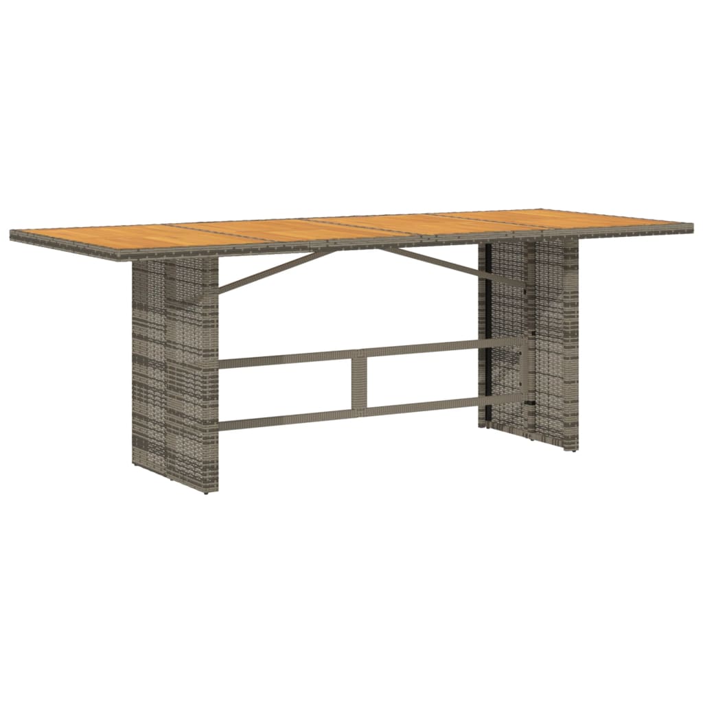 Gartentisch mit Akazienholz-Platte Grau 190x80x74cm Poly Rattan