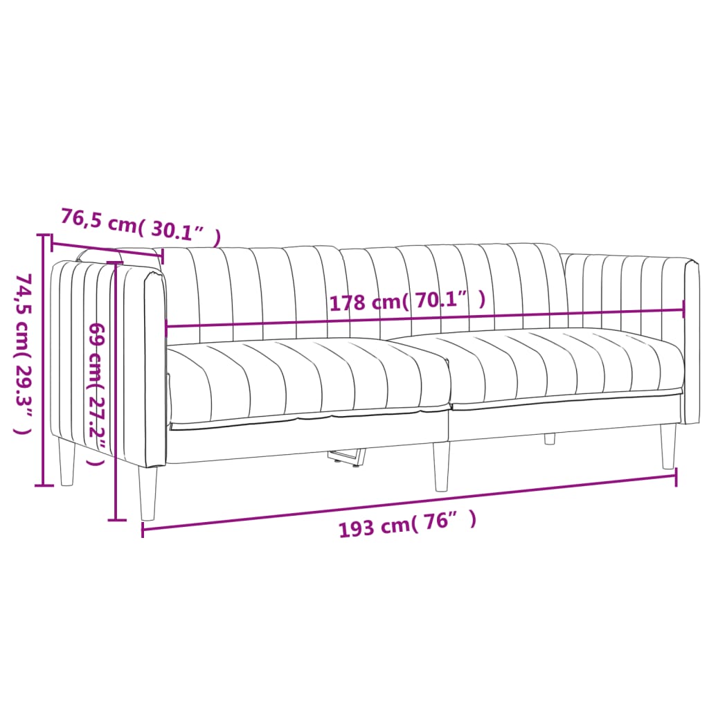 3-tlg. Sofagarnitur Creme Stoff