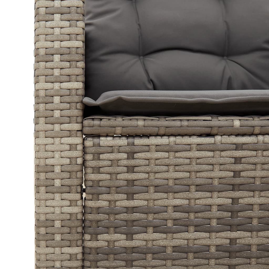 Gartensessel mit Kissen Grau Poly Rattan