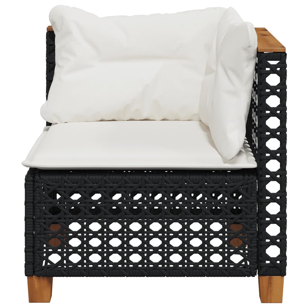 Garten-Ecksofa mit Kissen Schwarz Poly Rattan