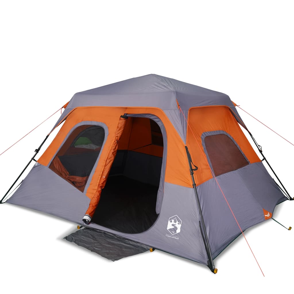 Campingzelt 6 Personen Grau und Orange 344x282x192 cm