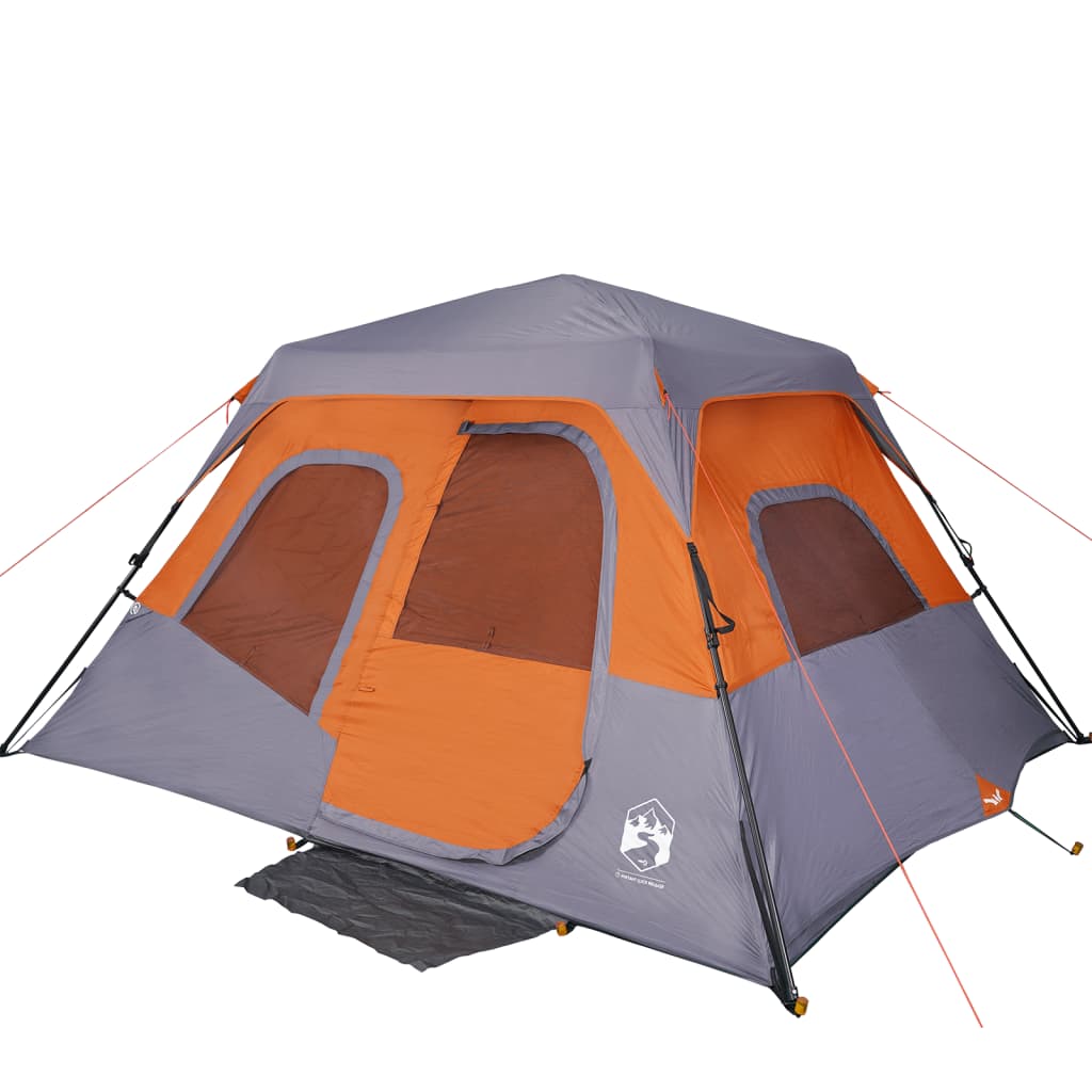 Campingzelt 6 Personen Grau und Orange 344x282x192 cm