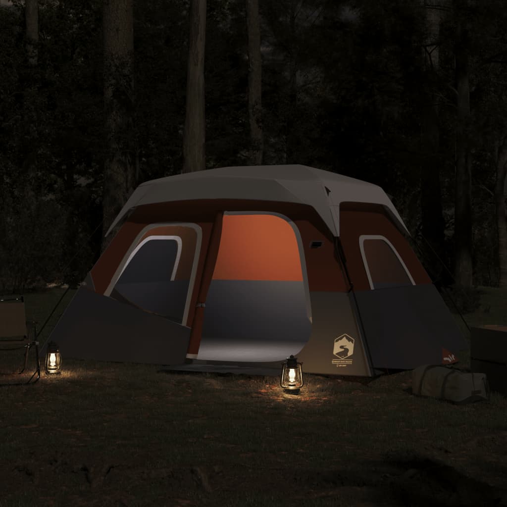 Campingzelt mit LED Grau und Orange 344x282x212 cm