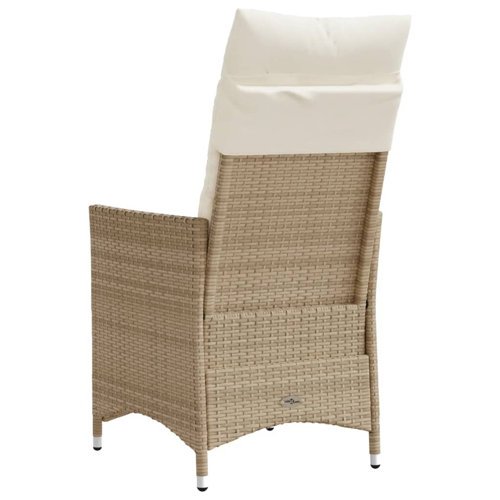 Gartensessel mit Kissen Verstellbar Beige Poly Rattan