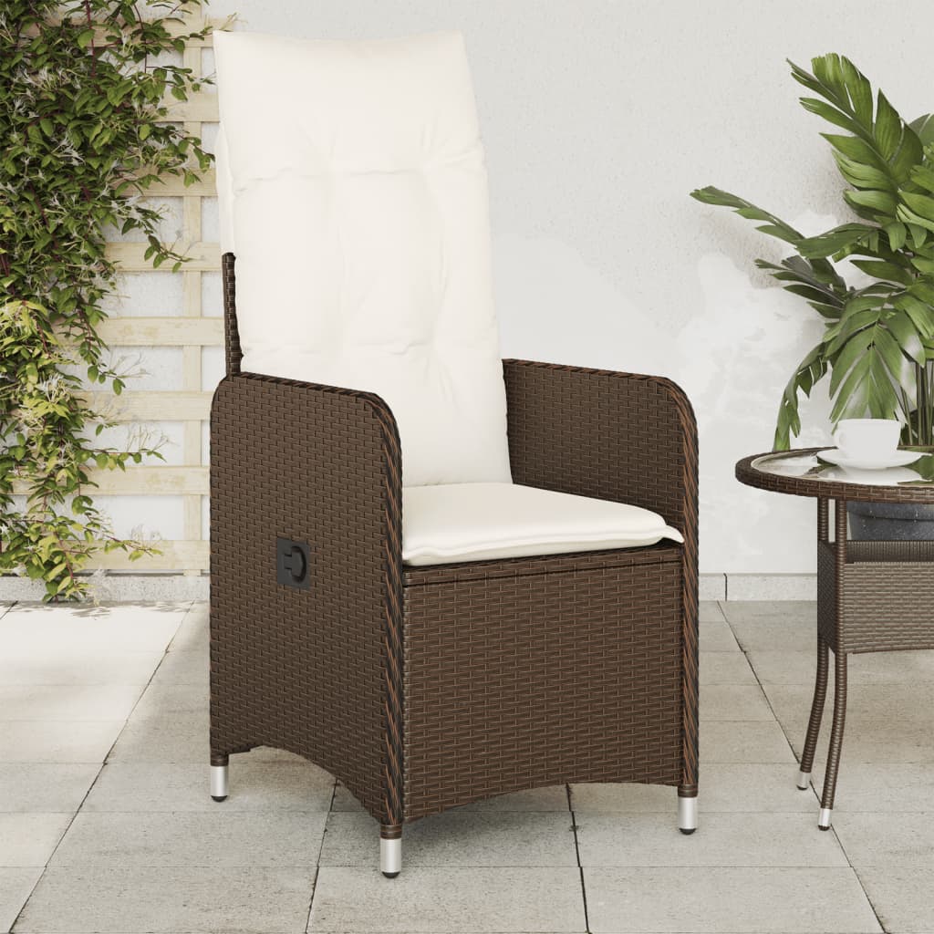 Gartensessel mit Kissen 2 Stk. Verstellbar Braun Poly Rattan