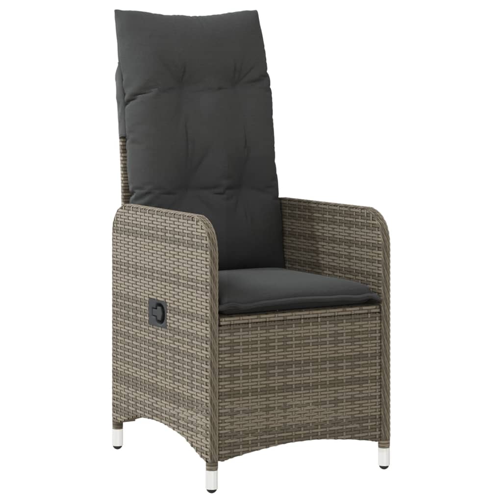 Outdoor-Lehnstühle 2 Stk. mit Tisch Grau Poly Rattan