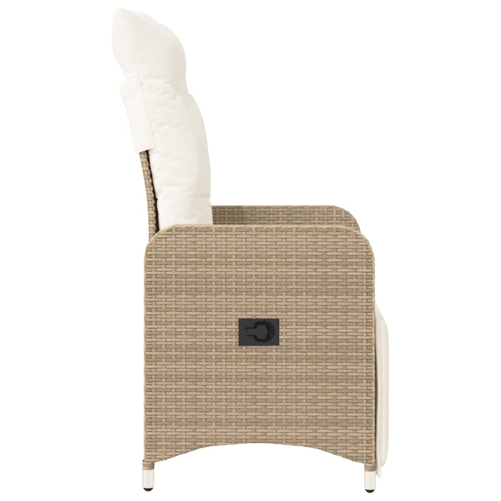 Gartensessel mit Kissen Verstellbar Beige Poly Rattan