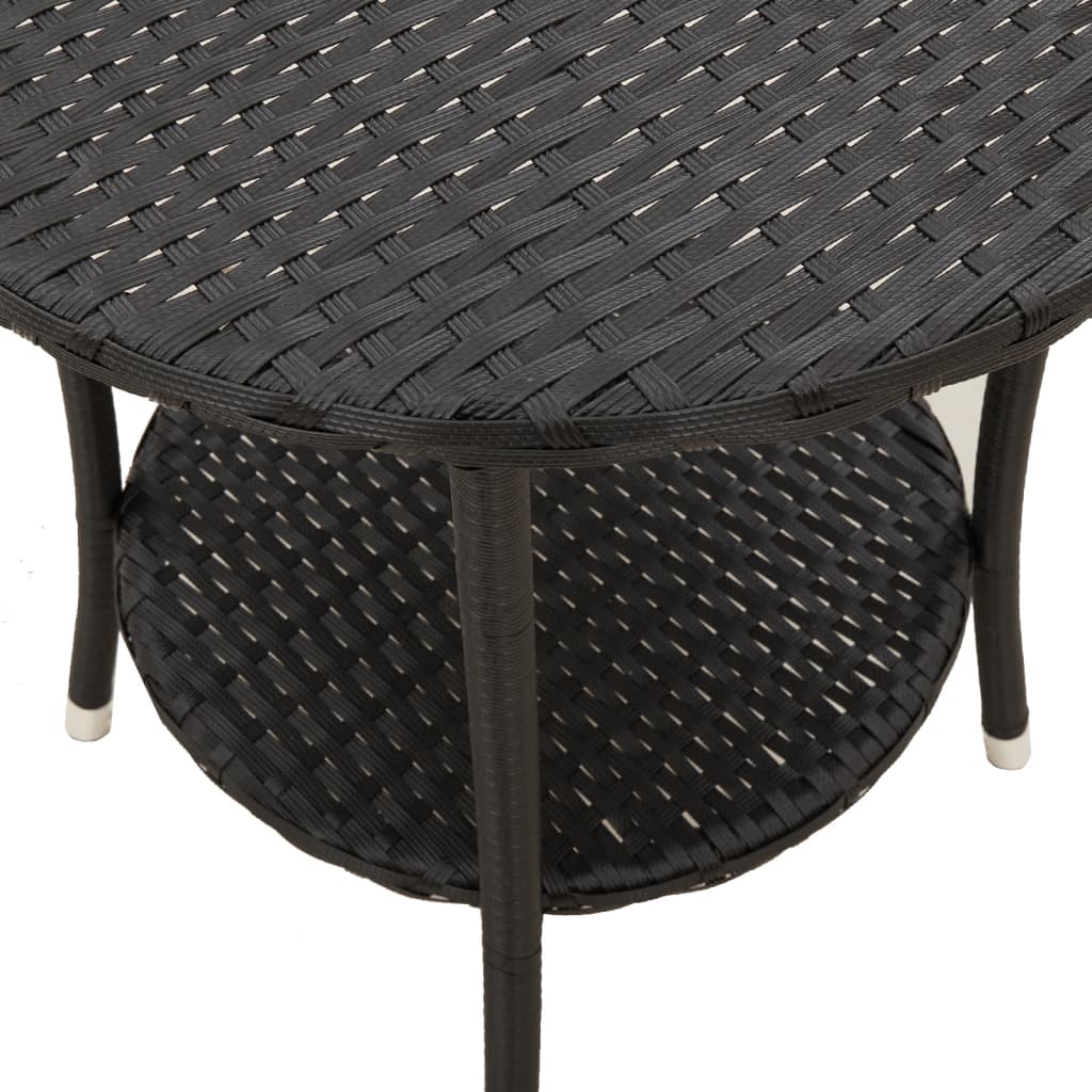 Outdoor-Lehnstühle 2 Stk. mit Tisch Schwarz Poly-Rattan