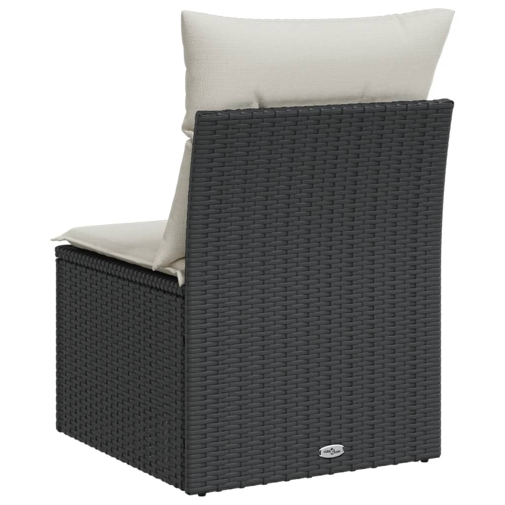 Gartensofa ohne Armlehnen mit Kissen Schwarz Poly Rattan