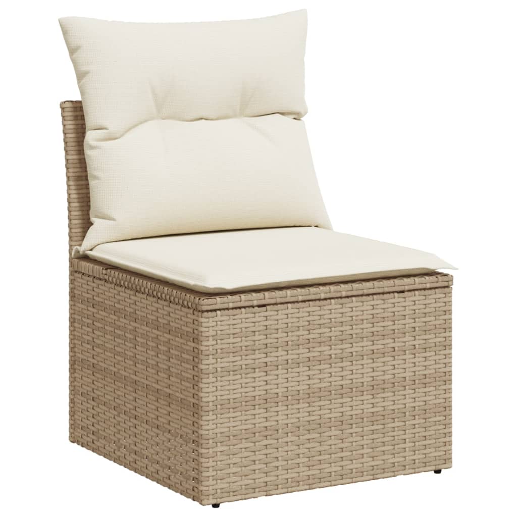 Gartensessel ohne Armlehnen mit Kissen Beige Poly Rattan