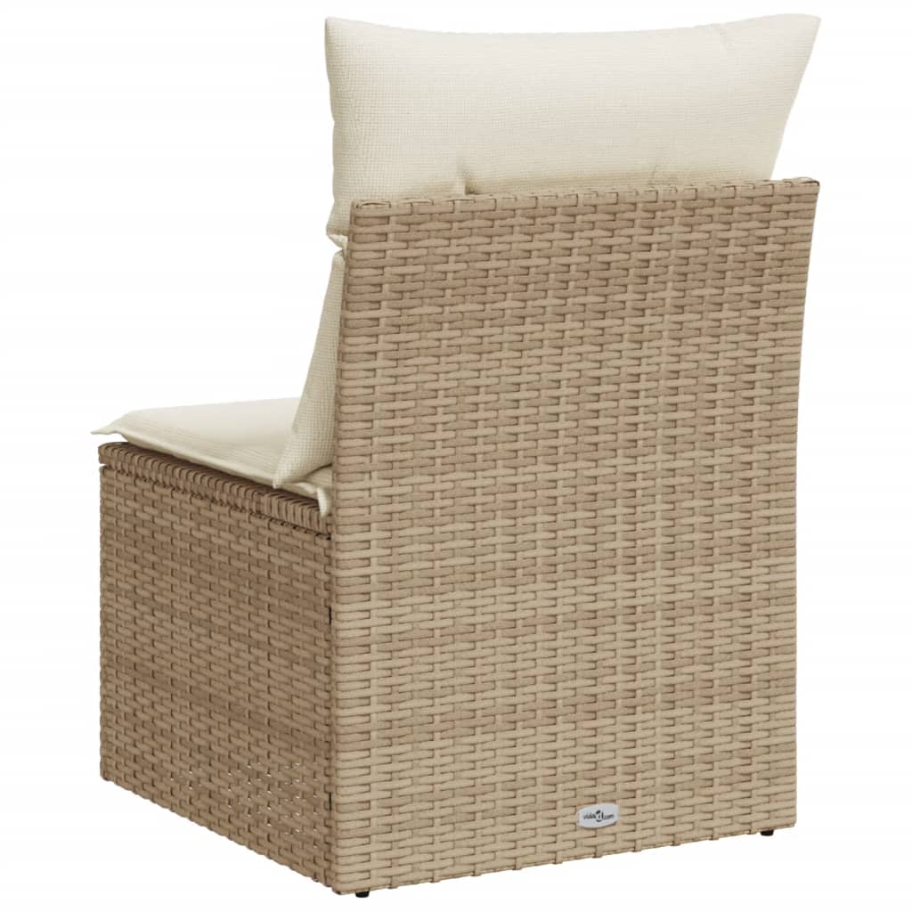 Gartensessel ohne Armlehnen mit Kissen Beige Poly Rattan