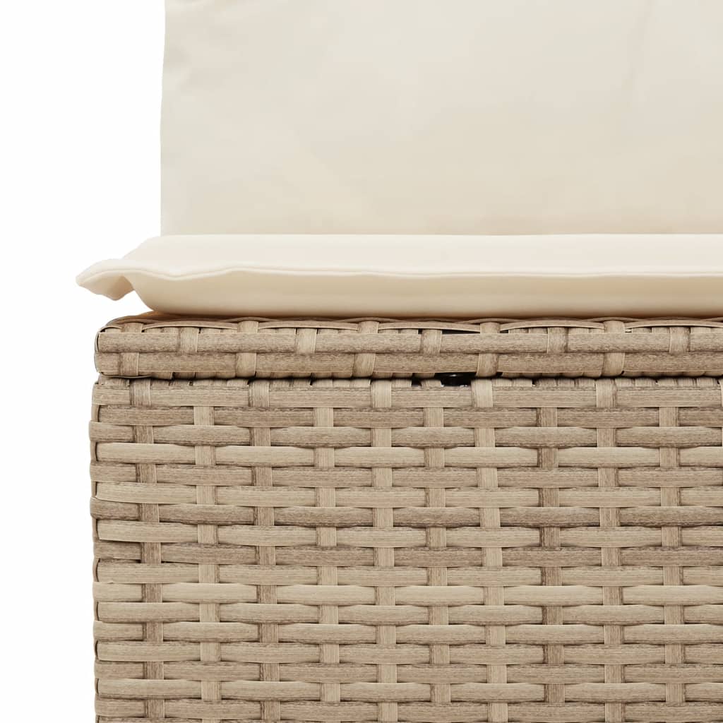 Gartensessel ohne Armlehnen mit Kissen Beige Poly Rattan