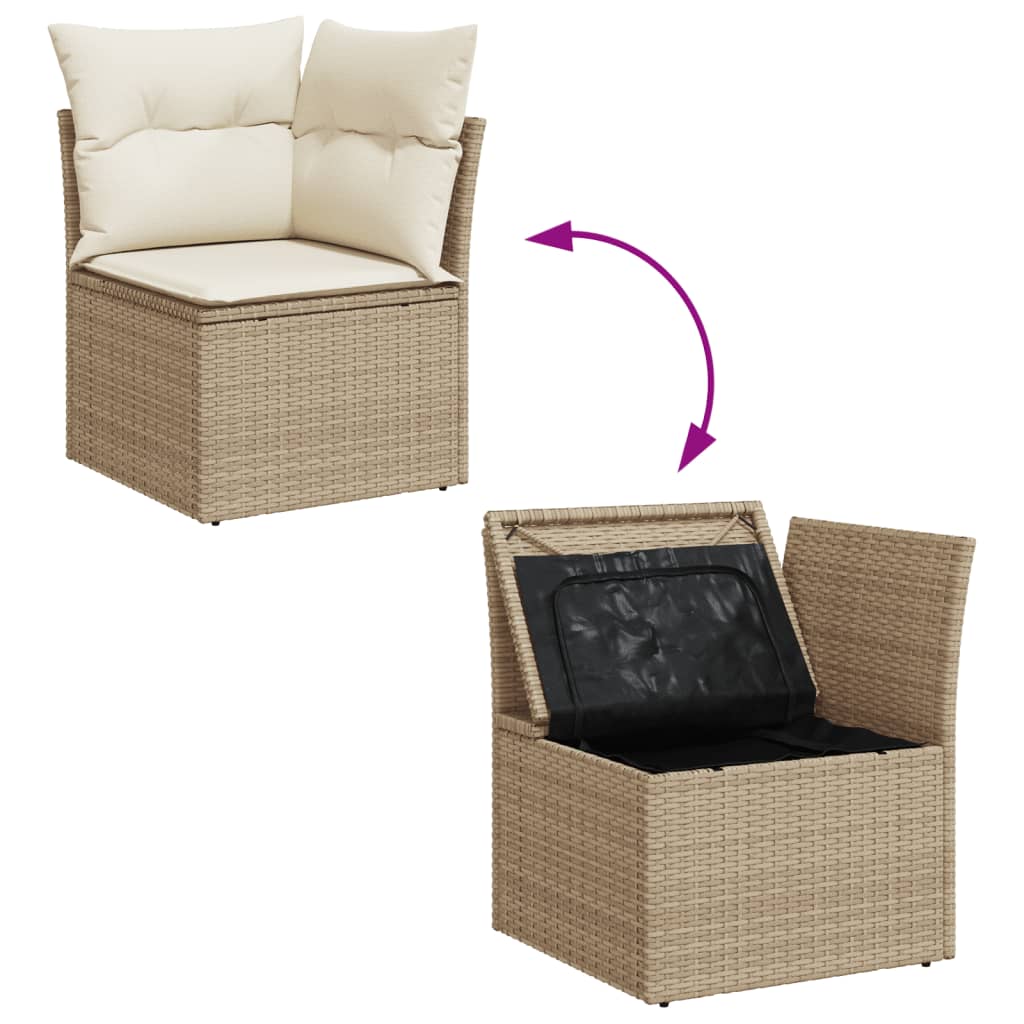 Garten-Ecksofa mit Kissen Beige Poly Rattan