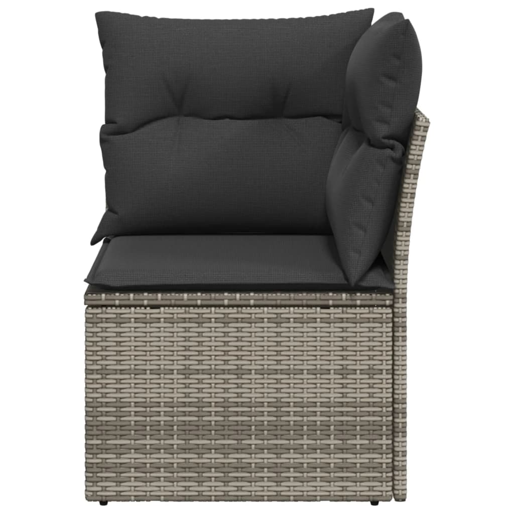 Garten-Ecksofa mit Kissen Grau Poly Rattan