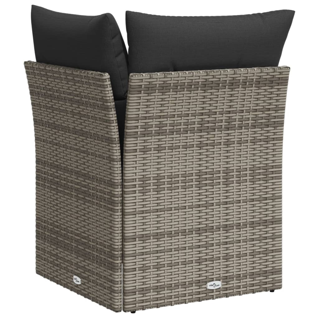 Garten-Ecksofa mit Kissen Grau Poly Rattan