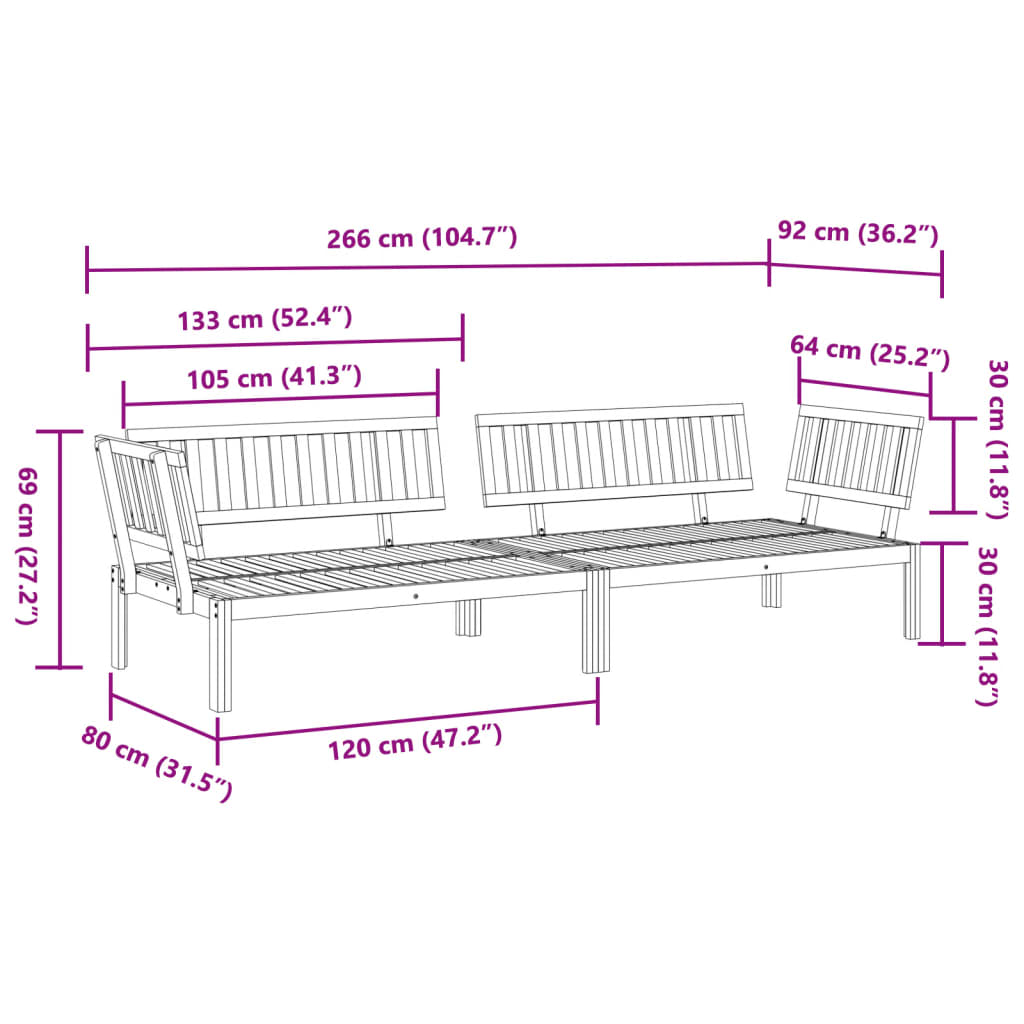 Garten-Ecksofas aus Paletten 2 Stk. Massivholz Akazie