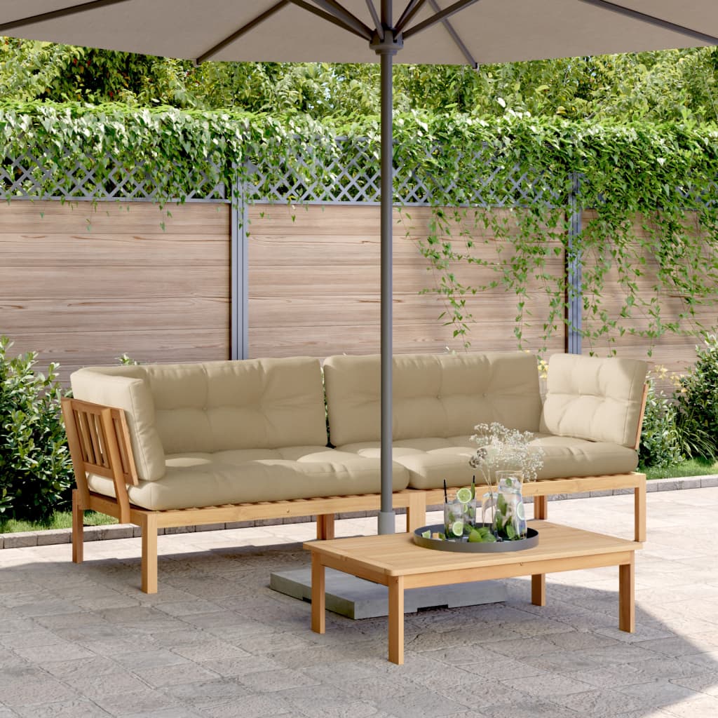 Garten-Ecksofas aus Paletten 2 Stk mit Kissen Massivholz Akazie