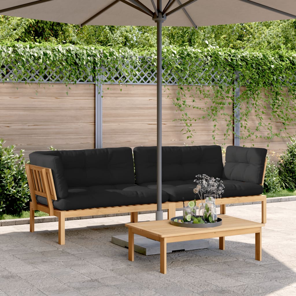 Garten-Ecksofas aus Paletten 2 Stk mit Kissen Massivholz Akazie