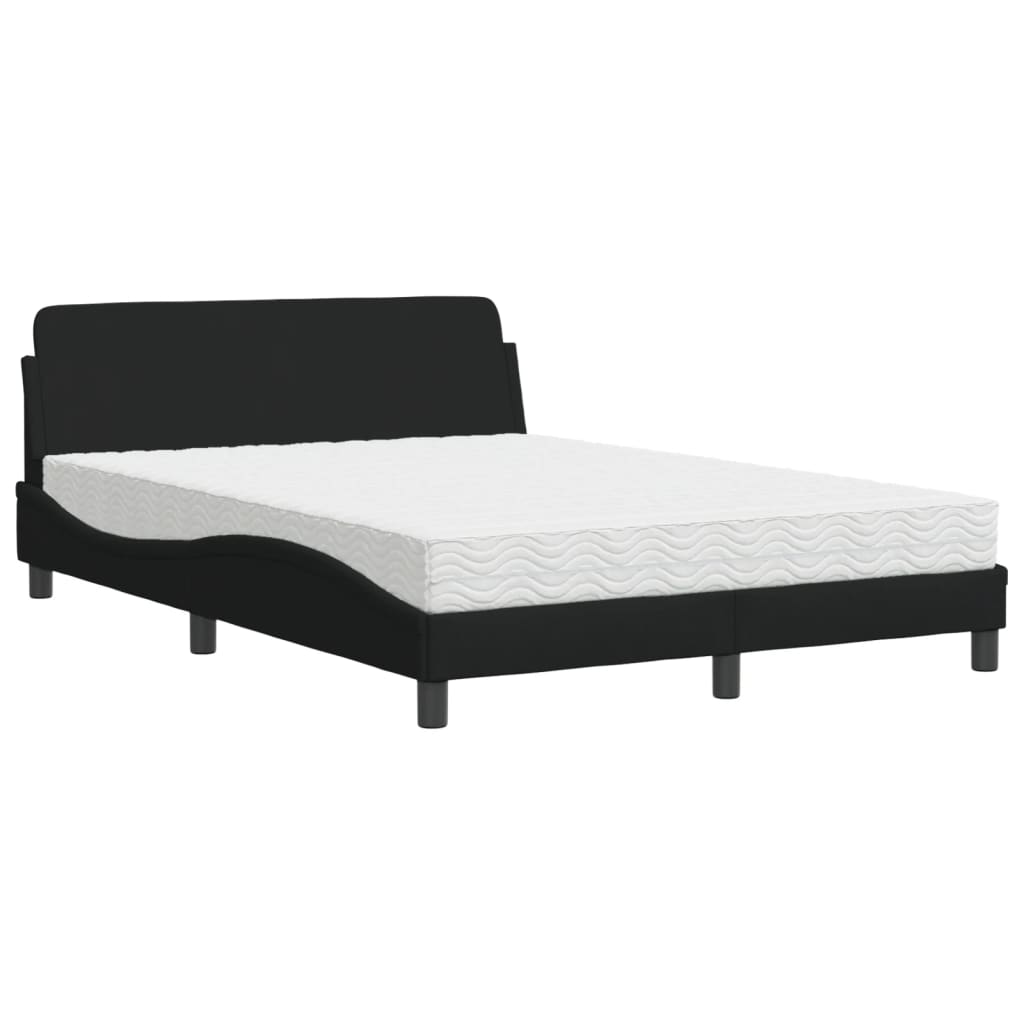 Bett mit Matratze Schwarz 120x200 cm Stoff
