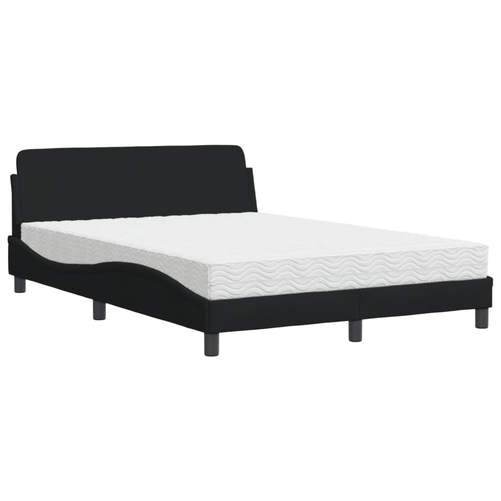 Bett mit Matratze Schwarz 140x190 cm Stoff