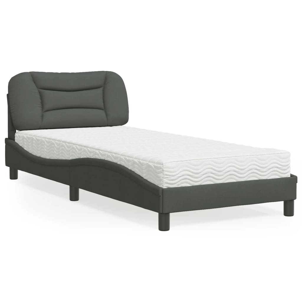 Bett mit Matratze Dunkelgrau 80x200 cm Stoff