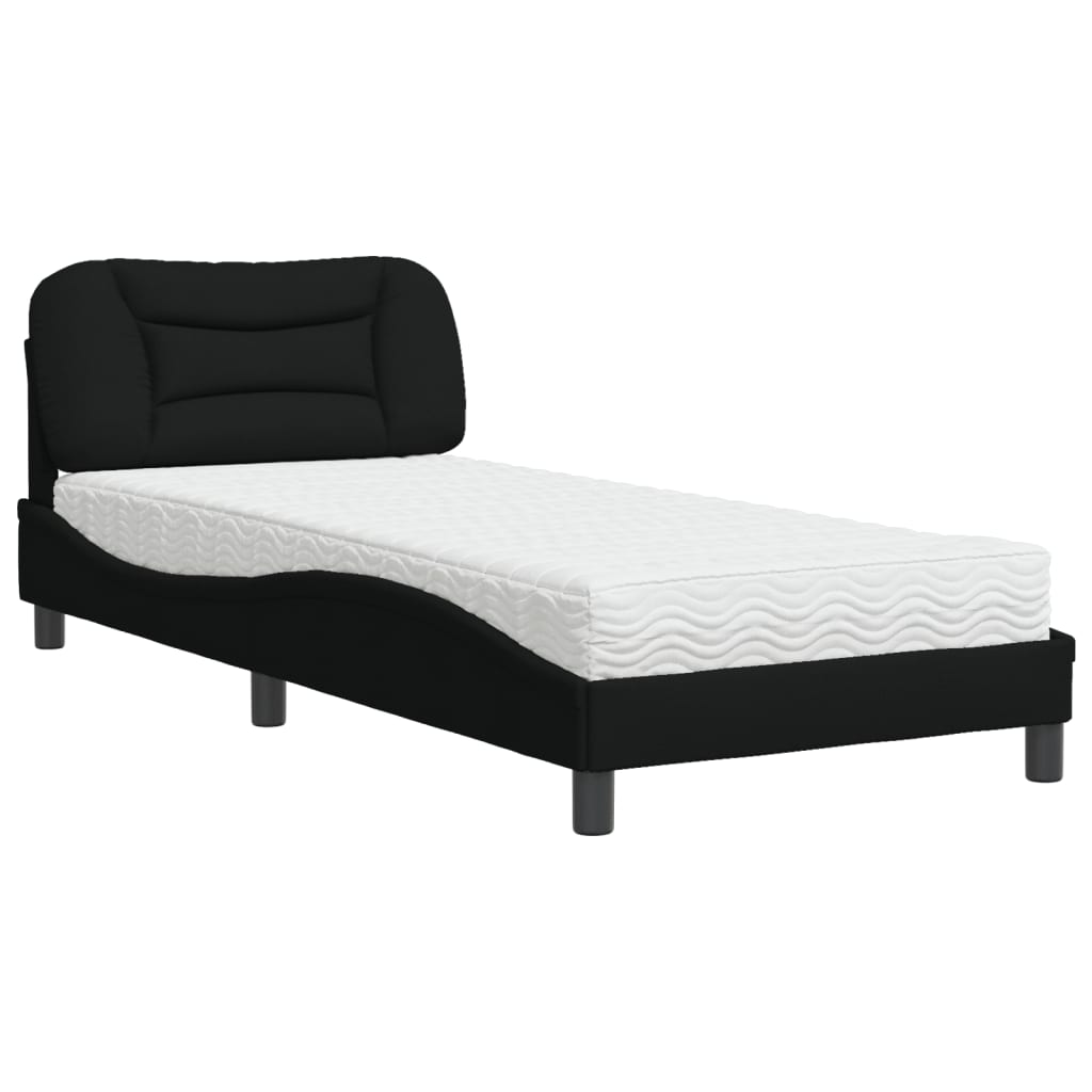 Bett mit Matratze Schwarz 80x200 cm Stoff