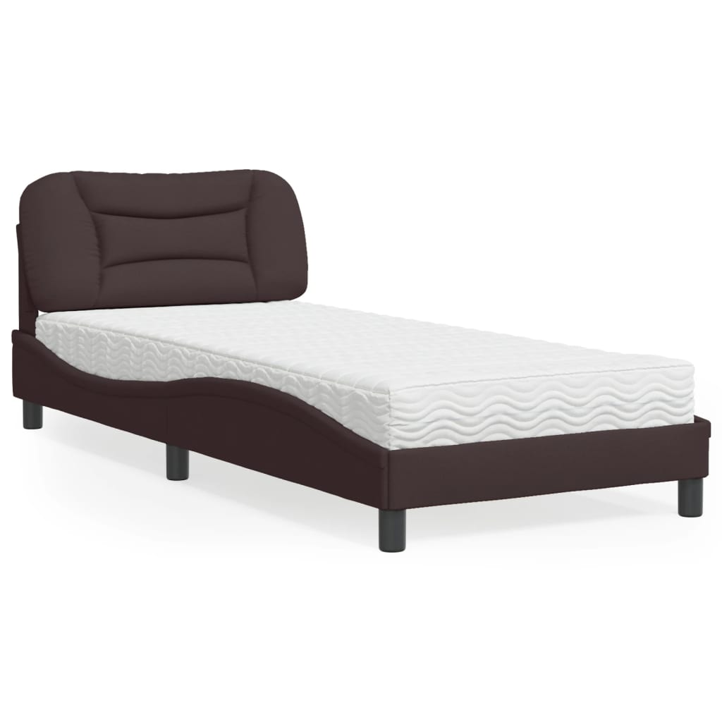 Bett mit Matratze Dunkelbraun 80x200 cm Stoff