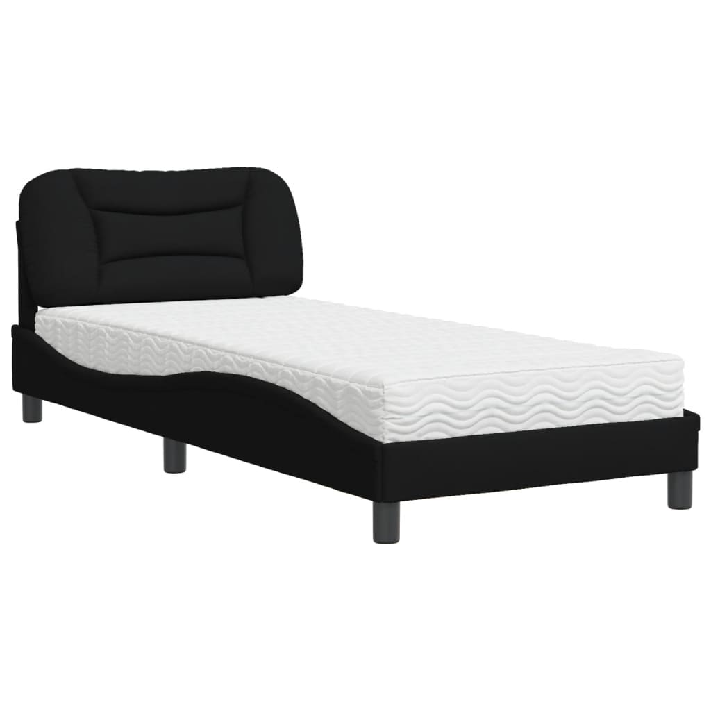 Bett mit Matratze Schwarz 90x190 cm Stoff