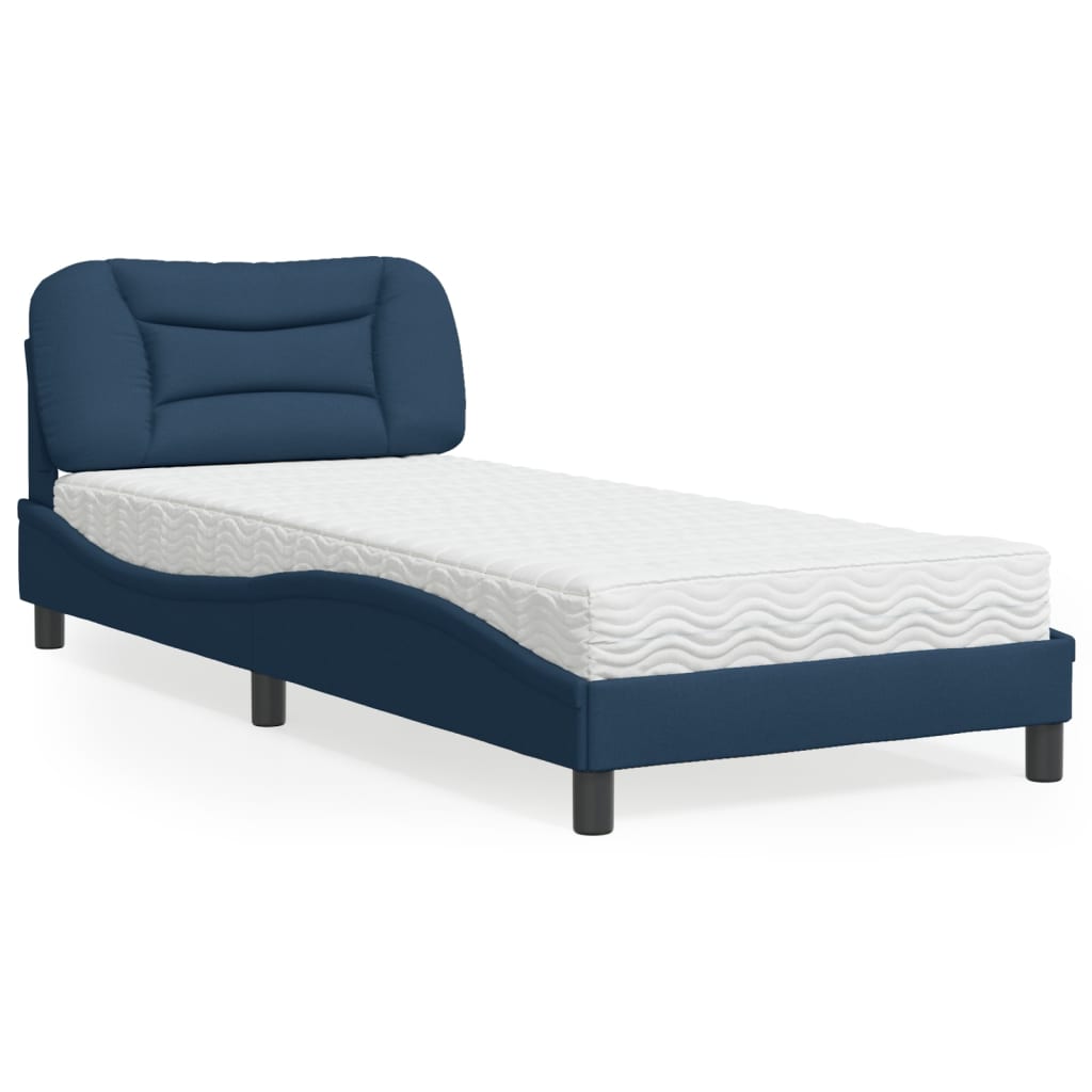 Bett mit Matratze Blau 90x200 cm Stoff