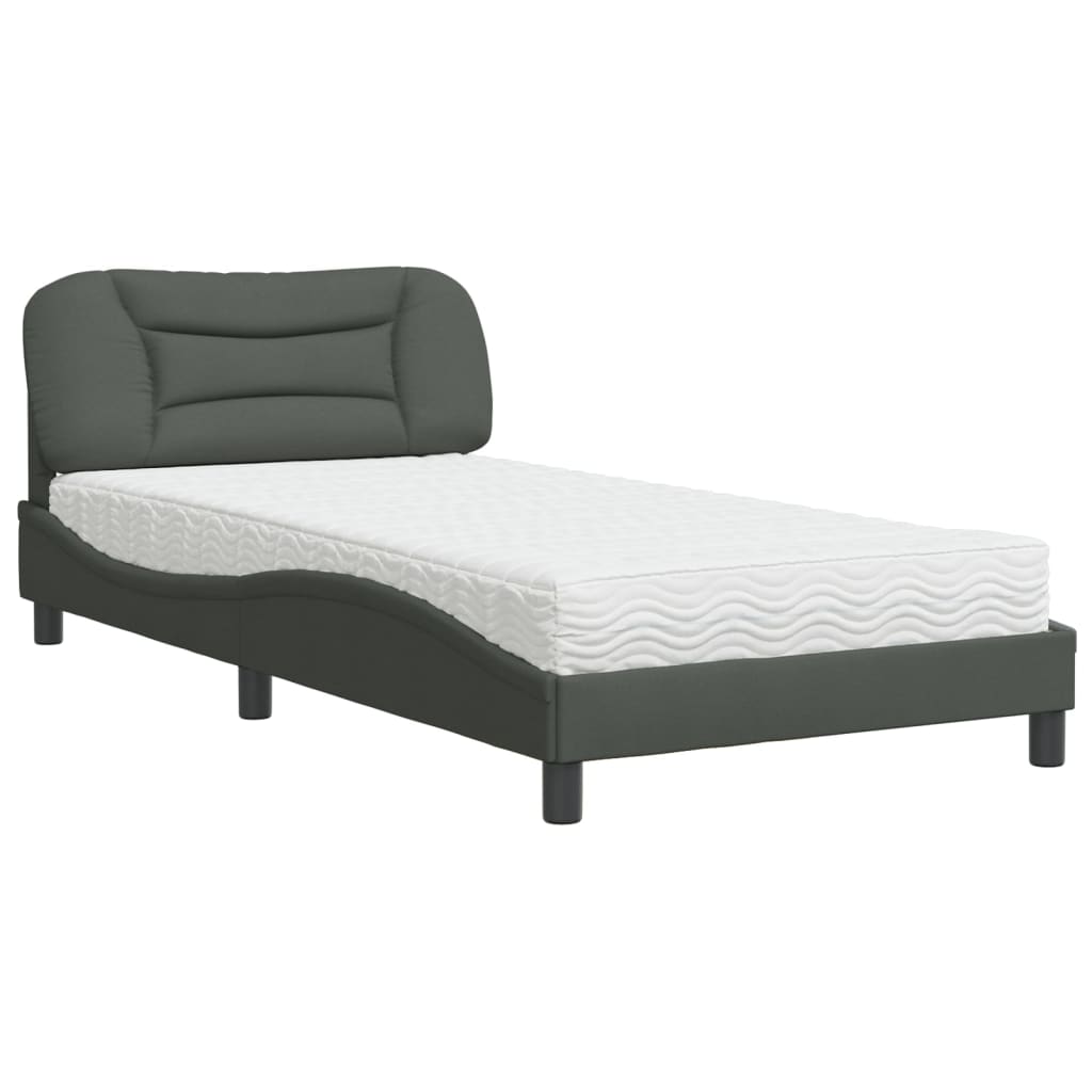 Bett mit Matratze Dunkelgrau 100x200 cm Stoff