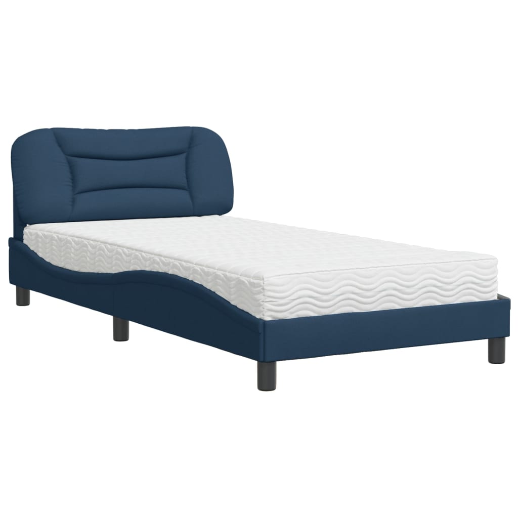 Bett mit Matratze Blau 100x200 cm Stoff