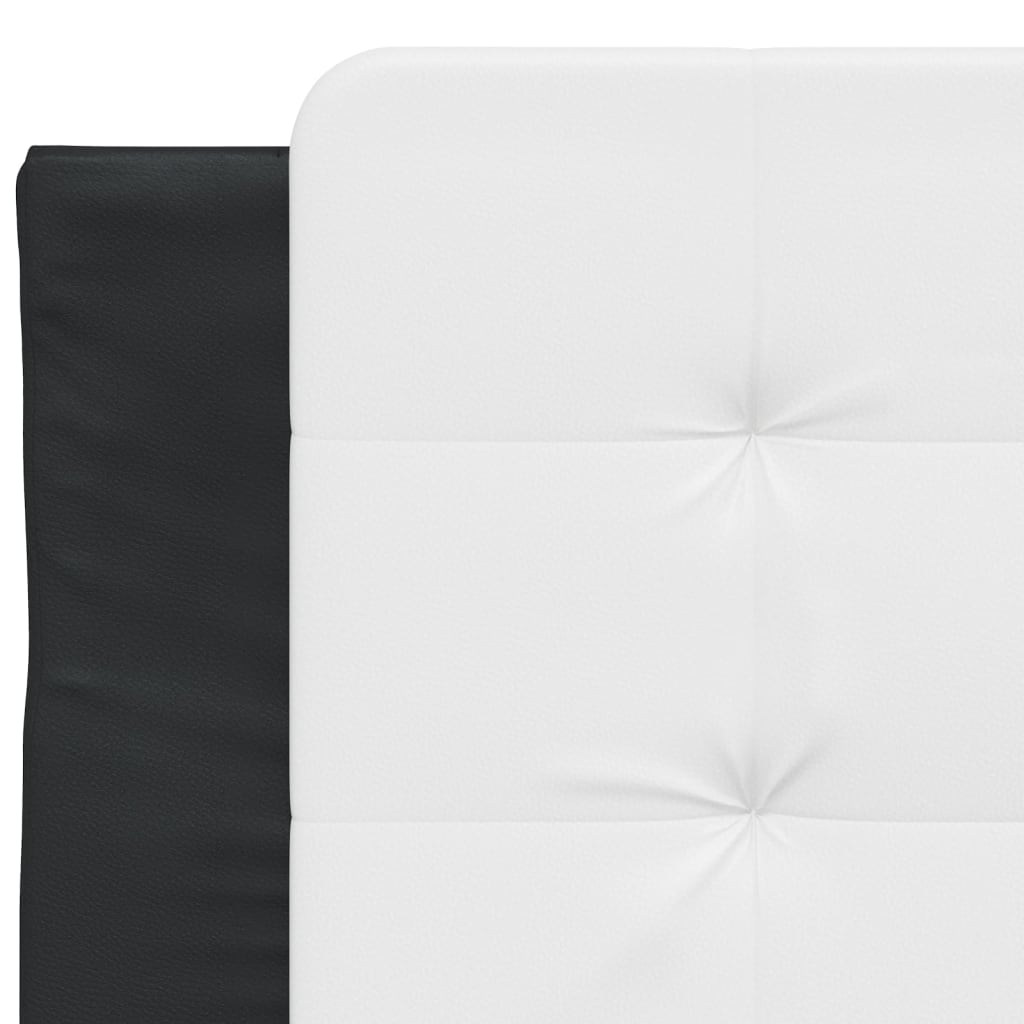 Bett mit Matratze Schwarz und Weiß 80x200 cm Kunstleder