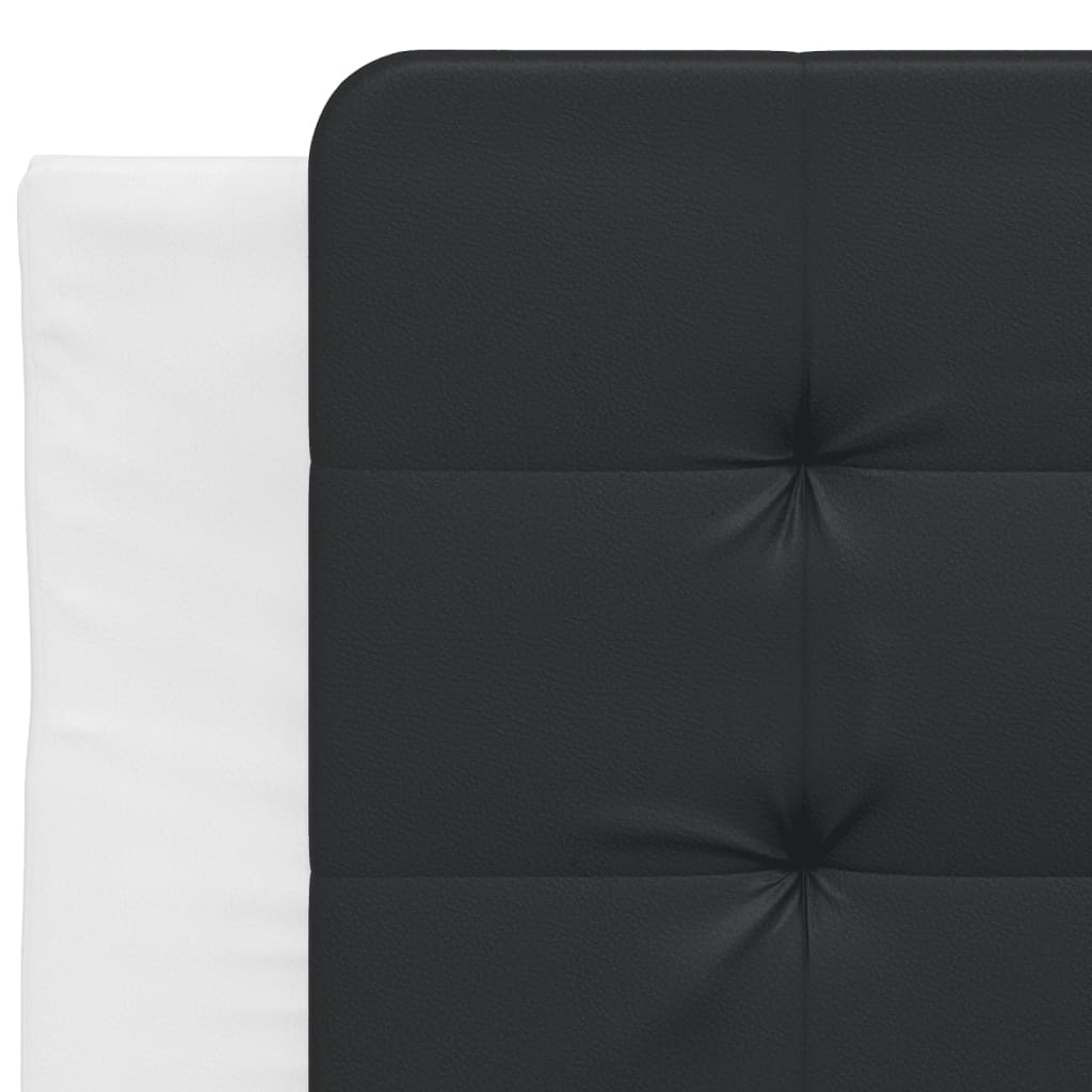 Bett mit Matratze Weiß und Schwarz 90x190 cm Kunstleder