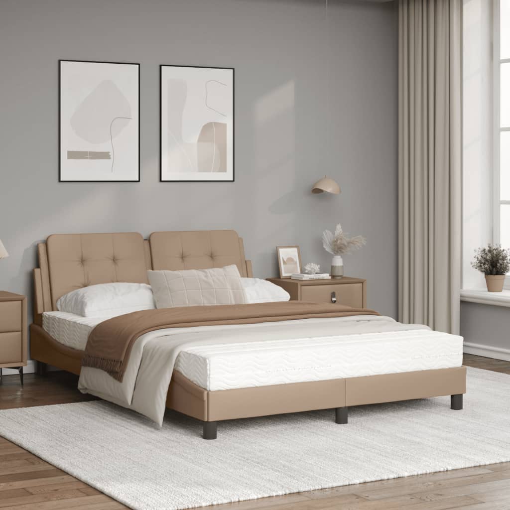 Bett mit Matratze Cappuccino-Braun 160x200 cm Kunstleder